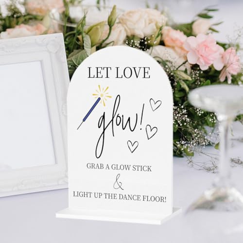 Wedding Glow Sticks Acrylic Sign, 5x7 Inch Table Decor for Dance Floor