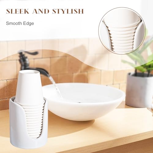Ceramic Bathroom Cup Dispenser for 3-4 oz Cups - White, 1 Pack