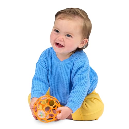 Bright Starts Oball Rattle, Easy-Grasp Sensory Ball for Infants - Orange