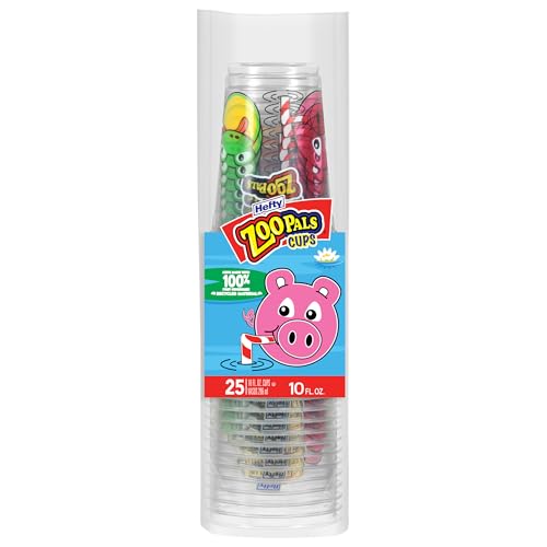 Hefty Zoo Pals Kids Cups - 10oz, 25ct, Fun Animal Print