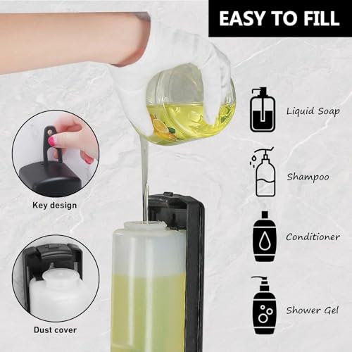 Black Wall Mounted Soap Dispenser - 350ml Durable ABS Plastic