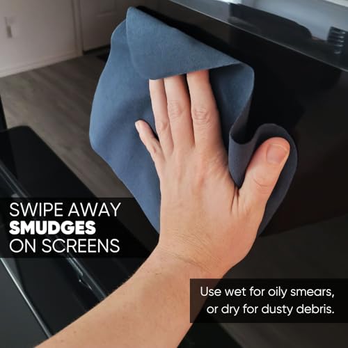 Black 14x14 Microfiber Screen Cleaning Cloths 3-Pack for Large TVs & Monitors