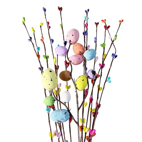 LERAO Easter Egg Decor Set with Artificial Vine Stems - 14 Pieces