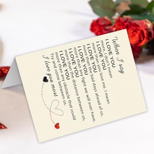 ATTLVV WX-365 I Love You More Romantic Greeting Card for Him & Her - Anniversary, Birthday, Just Because