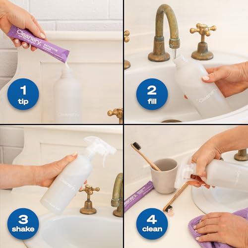 Cleanery Bathroom Cleaner Powder Concentrate Refills, Tea Tree & Mint, 4 Pack