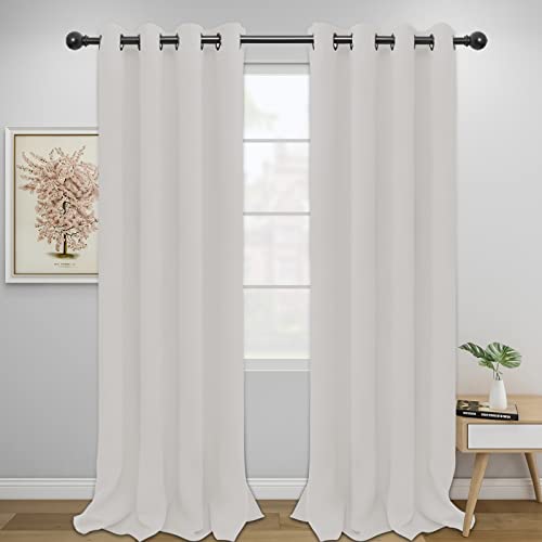 Easy-Going Light Linen Blackout Curtains, 2 Panels 52x96 in - Thermal Insulated Room Darkening Drapes