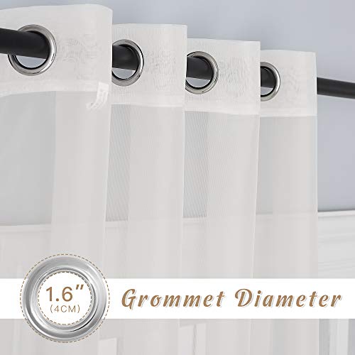 NICETOWN Voile Sheer Curtains, Grommet Top Window Drapes, Beige, 70x96, 2-Pack