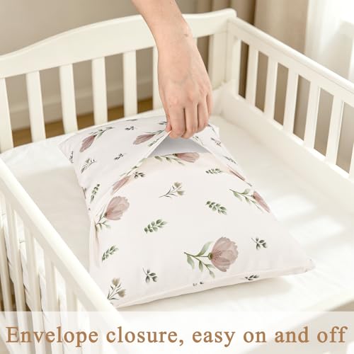 SWESEN 2-Pack Floral Toddler Pillow Cases - Soft Travel Covers 13x18