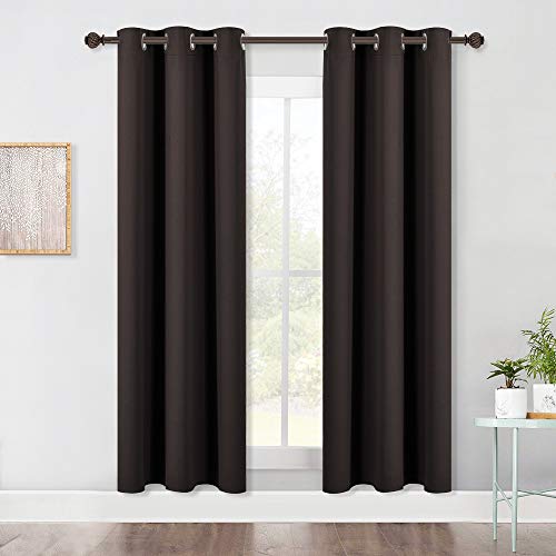 NICETOWN Blackout Curtains - 34" x 70" Toffee Brown Thermal Grommet Drapes