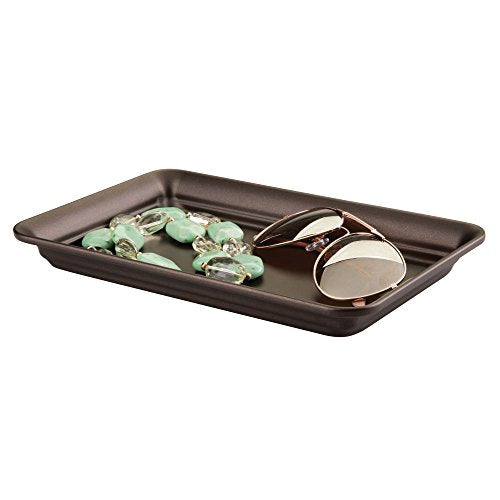 iDesign Metal Vanity Tray for Cosmetics Jewelry & Keys, 6.5x10 Inches, Bronze Finish