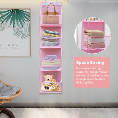 Over The Door Closet Organizer with 4 Shelves & Hooks - Pink