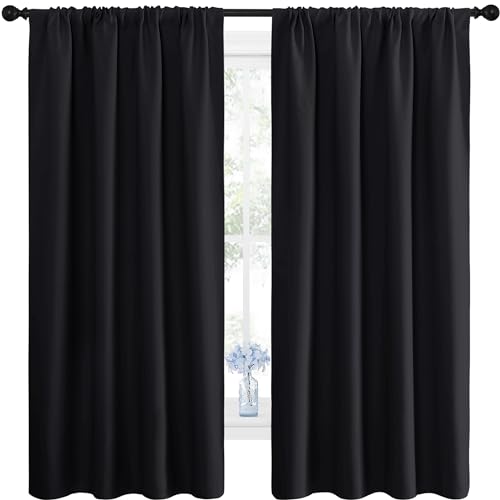 NICETOWN Blackout Curtains for Bedroom - 42"W x 63"L, 2 Panels, Black