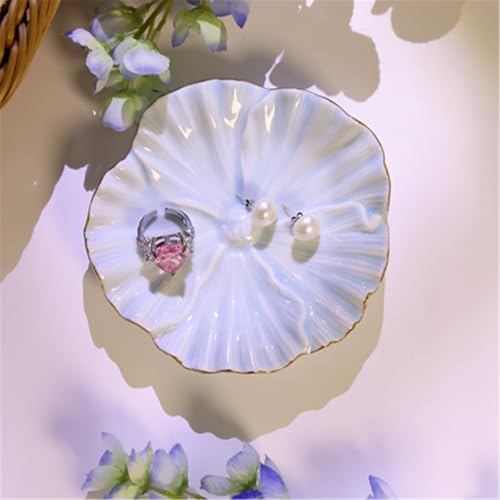 Maxsirui Ceramic Flower Ring Dish - Blue Jewelry Trinket Tray
