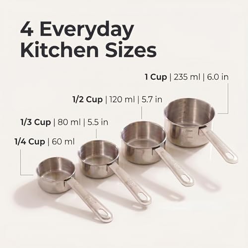 Stainless Steel Measuring Cups Set of 4 - Nesting Design with Marked Handles