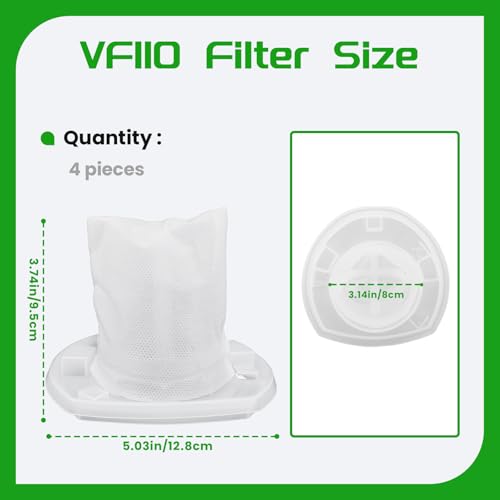 4-Pack VF110 Vacuum Filter Replacement for Black & Decker Dustbuster