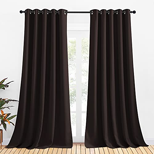 NICETOWN Thermal Insulated Blackout Curtain Panels, 70x95 Inch, Toffee Brown, 2 Panels