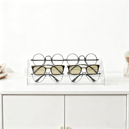 3-Layer Clear Acrylic Sunglasses Organizer & Cosmetic Display Stand