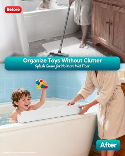 Duseu Silicone Bathtub Splash Guard with 10 Suction Cups