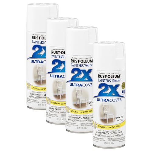 Rust-Oleum Painter's Touch 2X Ultra Cover Spray Paint Gloss White 12 oz Pack of 4