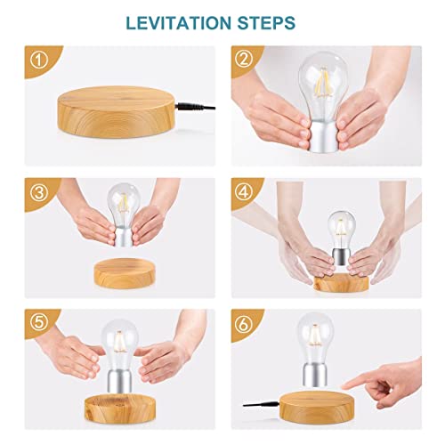 Magnetic Levitating Floating Wireless LED Desk Lamp - Round Wooden Base