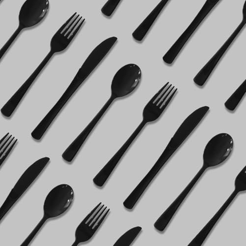 150 Pack Heavy Duty Disposable Plastic Cutlery Set - 50 Forks, 50 Knives, 50 Spoons for Parties, Weddings, and Events