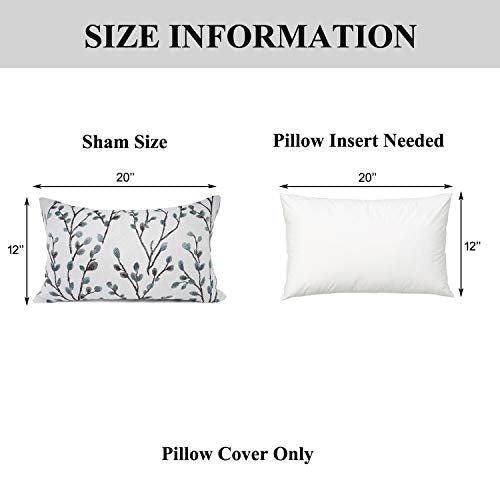 Teal Leaf Jacquard Decorative Throw Pillow Cover, 12x20 inches