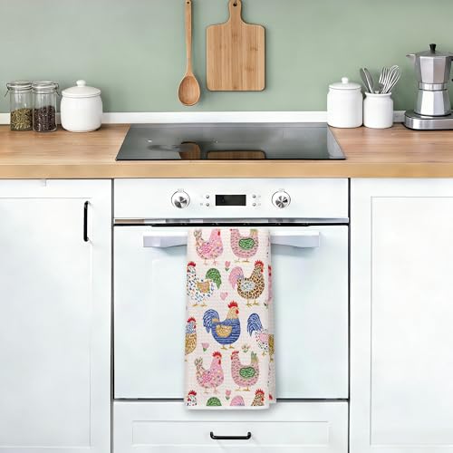 Rooster Farmhouse Hand Towel 16x24-inch Kitchen and Bathroom Decor