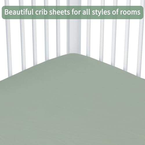 GUNTAIL Fitted Crib Sheets for Boys & Girls, 2 Pack Brown & Green