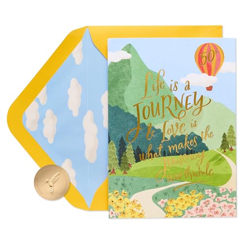 Papyrus 50th Anniversary Pop-Up Card, Hot Air Balloon 3D Greeting Card