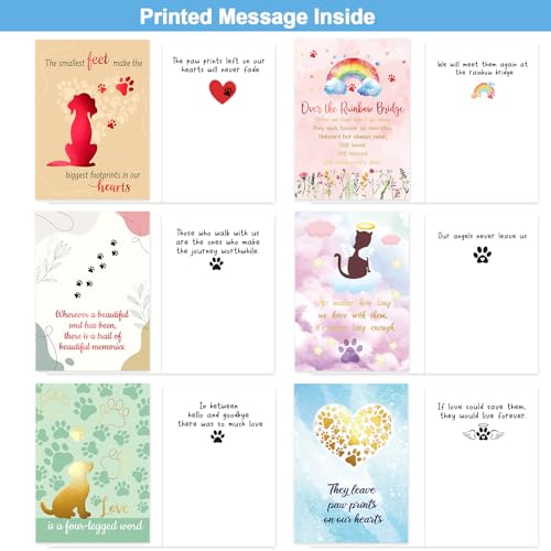 Foil Pet Sympathy Cards with Envelopes - 6 Unique Designs