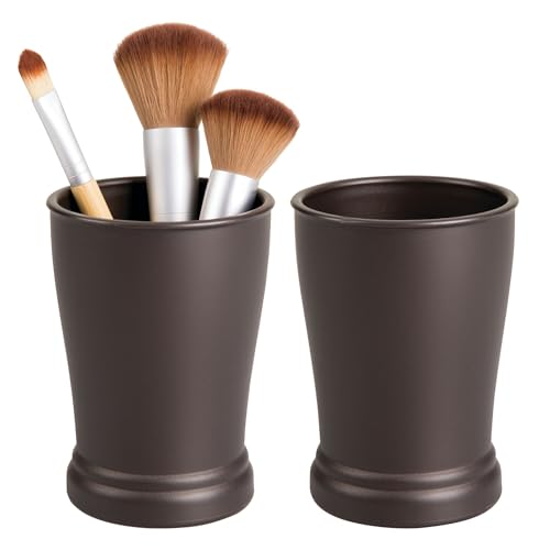 iDesign Kent Bathroom Tumbler Set - Bronze Plastic Toothbrush Holder (2 Pack)