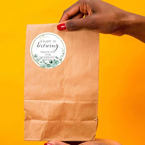 50 Greenery Baby Shower Favor Stickers - 2 Inch Round Labels