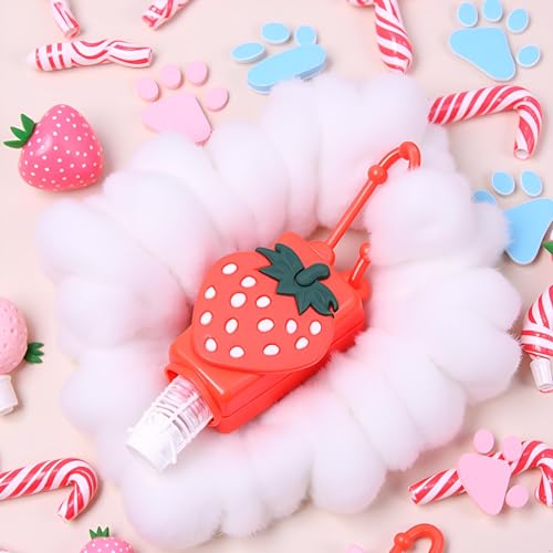 Red Strawberry Travel Hand Sanitizer Bottle with Keychain Sleeve