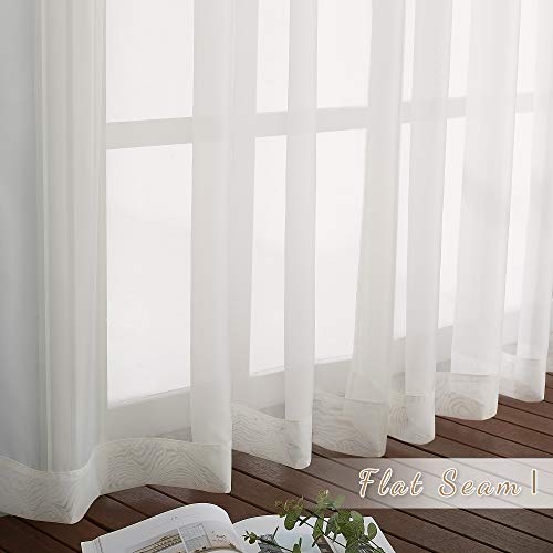 NICETOWN 120-Inch Beige Sheer Curtains - Grommet Window Panels, 2 Pack