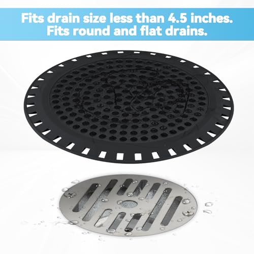 Aluvor Shower Drain Hair Catcher - Weighted Metal Strainer, Matte Black