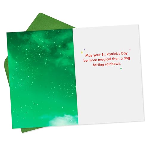 Funny St. Patrick's Day Card - Dog Tooting Rainbows