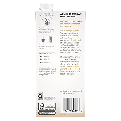 TAZO Classic Chai Latte Concentrate, Black Tea Spiced Blend, 32 oz