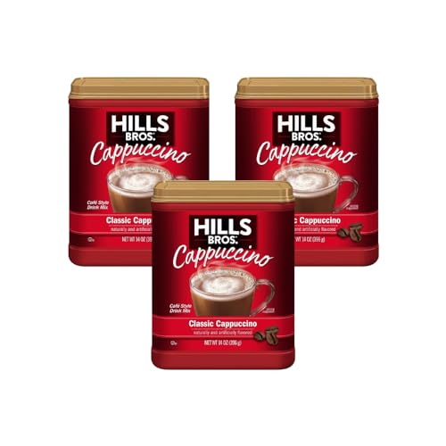 Hills Bros Instant Decadent Classic Cappuccino Mix with a Hint of Sweetness, Easy to Use and Convenient, Enjoy Coffeehouse Flavor at Home, Frothy, 14 Oz (Pack of 3)