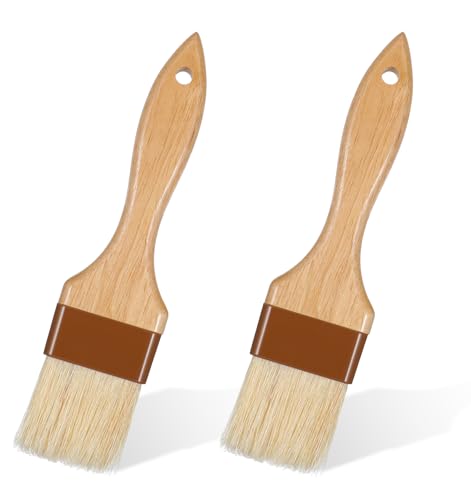 Natural Bristle Basting Brushes - 2 Pack for Cooking & Baking