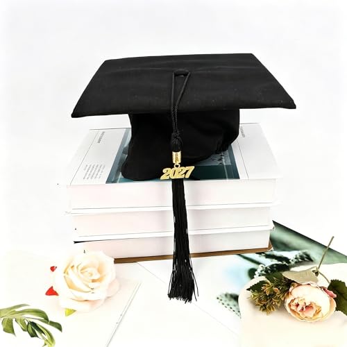 Black 2027 Graduation Cap Tassel with Gold Year Charm - 15.6 Inch