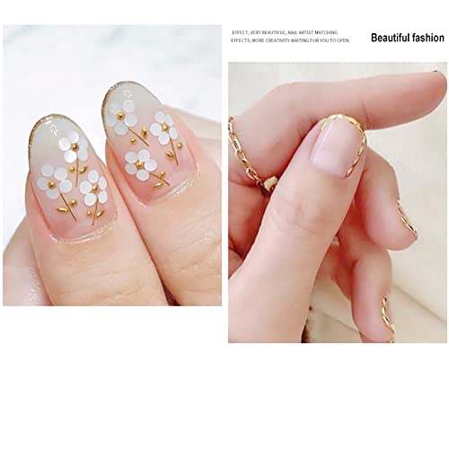 WEILUSI 3D Gold Metal Nail Art Charms Shell and Starfish Studs Mix
