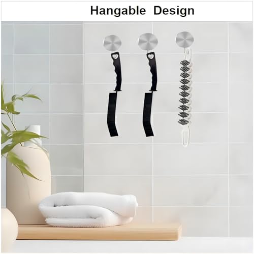 Crevice Cleaning Brush Set - Hard Bristle & Flexible, 3 Pcs (Black & White)
