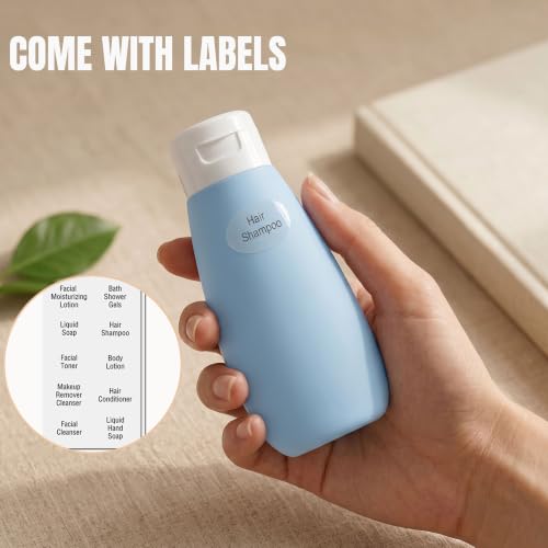 DEWSENSI Travel Bottles for Toiletries 6 Pack Leakproof 2 oz TSA Approved