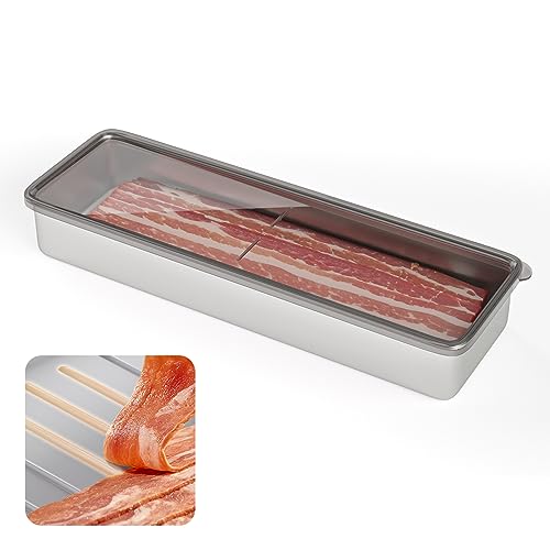 Freshmage 1lb Stainless Steel Bacon Container for Fridge - Airtight Storage