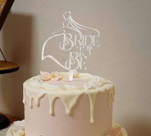 Bride to Be Acrylic Cake Topper Silver for Bridal Shower Engagement