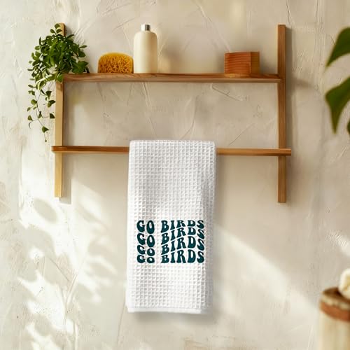 White Groovy Go Birds Football Kitchen Towels - 16x24 Inch