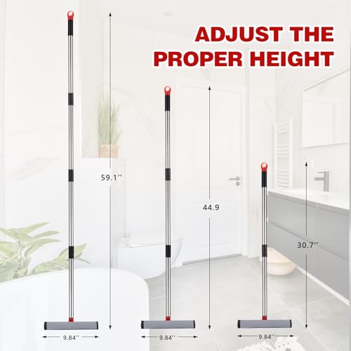 2-in-1 Window Squeegee with 59-Inch Extendable Pole for Glass Cleaning