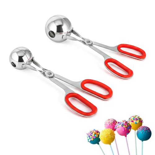 Stainless Steel Cake Pop Scoop Set, 2-Pack Non-Stick Cookie Dough Ball Maker