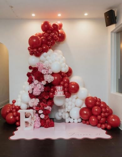 153pc Red and White Balloon Garland Arch Kit with Star Balloons