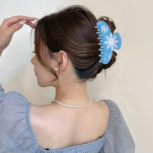 Christmas Hair Claw Clips 2Pcs Snowflake Elk Non-Slip Hair Accessories